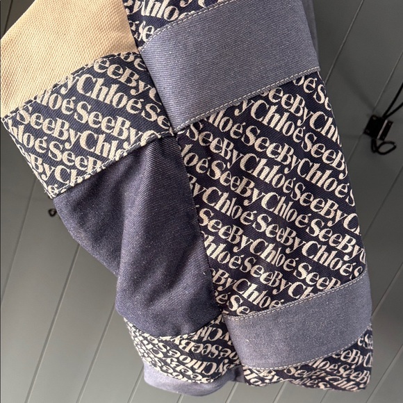 See By Chloe Navy and Cream Logo Tote - Picture 5 of 6